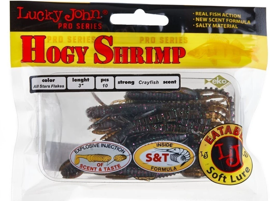 Силиконовая приманка Lucky John Hogy Shrimp 3.0in 76 мм 10 шт S21 Pro Series  140140-S21 — крупный план
	                                    2