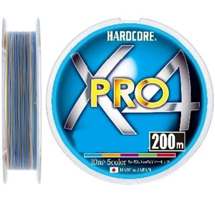 Плетеный шнур Duel PE Hardcore X4 Pro 200 м  PE # 0,6 5Color 0,13 мм   H3925 — характеристики,  особенности конструкции
