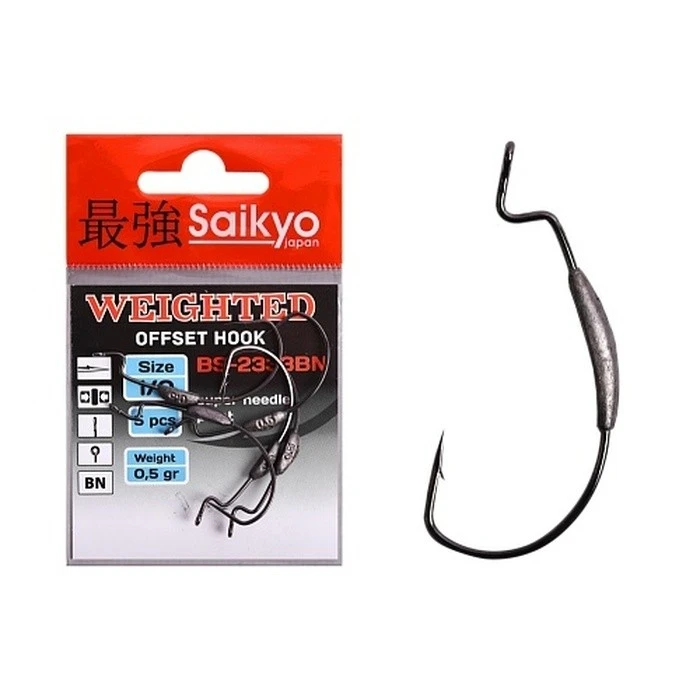 Крючок Офсетный Saikyo BS-2333 Weighted №1/0 5 шт BN   BS-2333BN1/0-5 — характеристики,  особенности конструкции