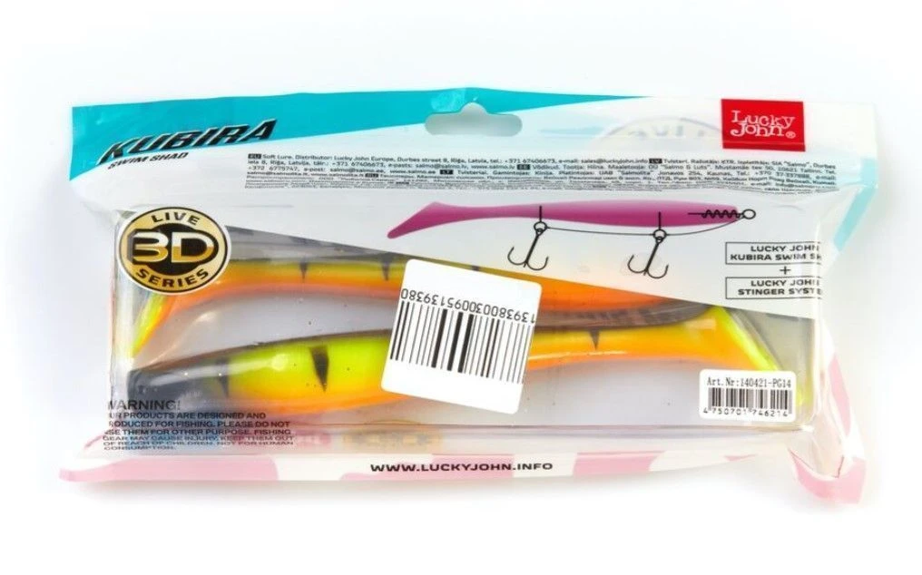 Силиконовая приманка Lucky John Kubira Swim Shad 7.0in 175 мм 2 шт PG14 3D Series  140421-PG14 — крупный план
	                                    3