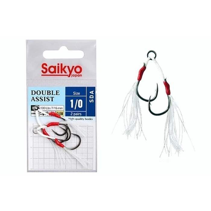 Крючок Ассист Saikyo Double Assist Sda №1/0 2 шт GLOW   SDA-1/0-2 — характеристики,  особенности конструкции