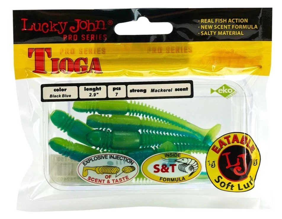 Силиконовая приманка Lucky John Tioga 2.9in 75 мм 7 шт T50 Pro Series  140103-T50 — крупный план
	                                    2