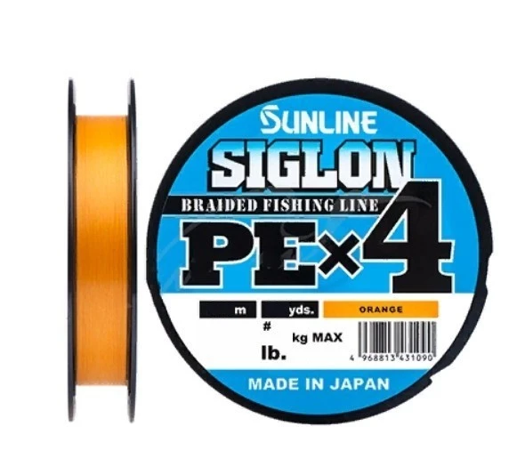 Плетеный шнур Sunline Siglon PE X4 150 м  PE # 1,7 Orange 0,223 мм — характеристики,  особенности конструкции