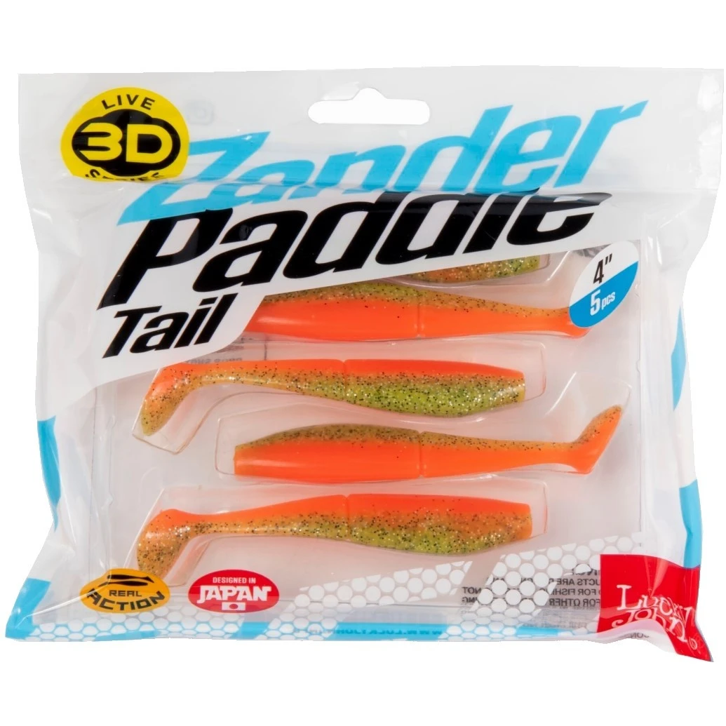 Силиконовая приманка Lucky John Zander Paddle Tail 4.0in 100 мм 5 шт Z12 3D Series  140429-Z12 — крупный план
	                                    2
