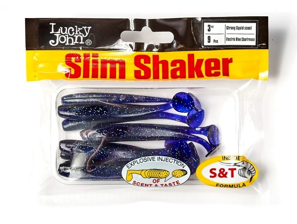 Силиконовая приманка Lucky John Slim Shaker 3in 76 мм 9 шт T52 Pro Series  140182-T52 — крупный план
	                                    2