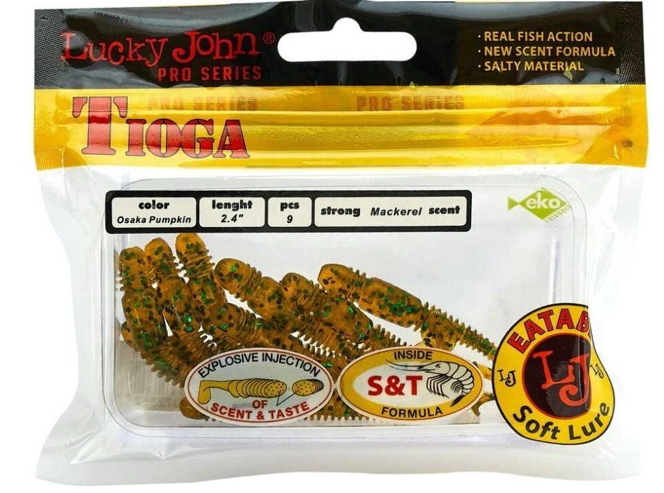 Силиконовая приманка Lucky John Tioga 2.4in 62 мм 9 шт PA19 Pro Series  140119-PA19 — крупный план
	                                    2
