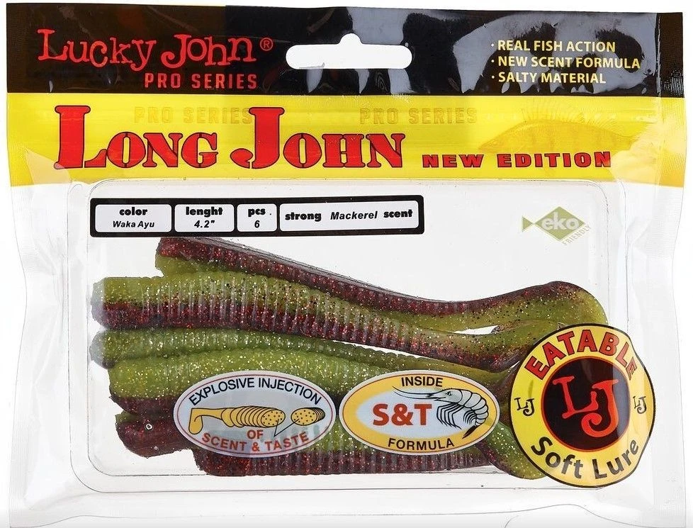 Силиконовая приманка Lucky John Long John 4.2in 107 мм 6 шт T44 Pro Series  140134-T44 — крупный план
	                                    2