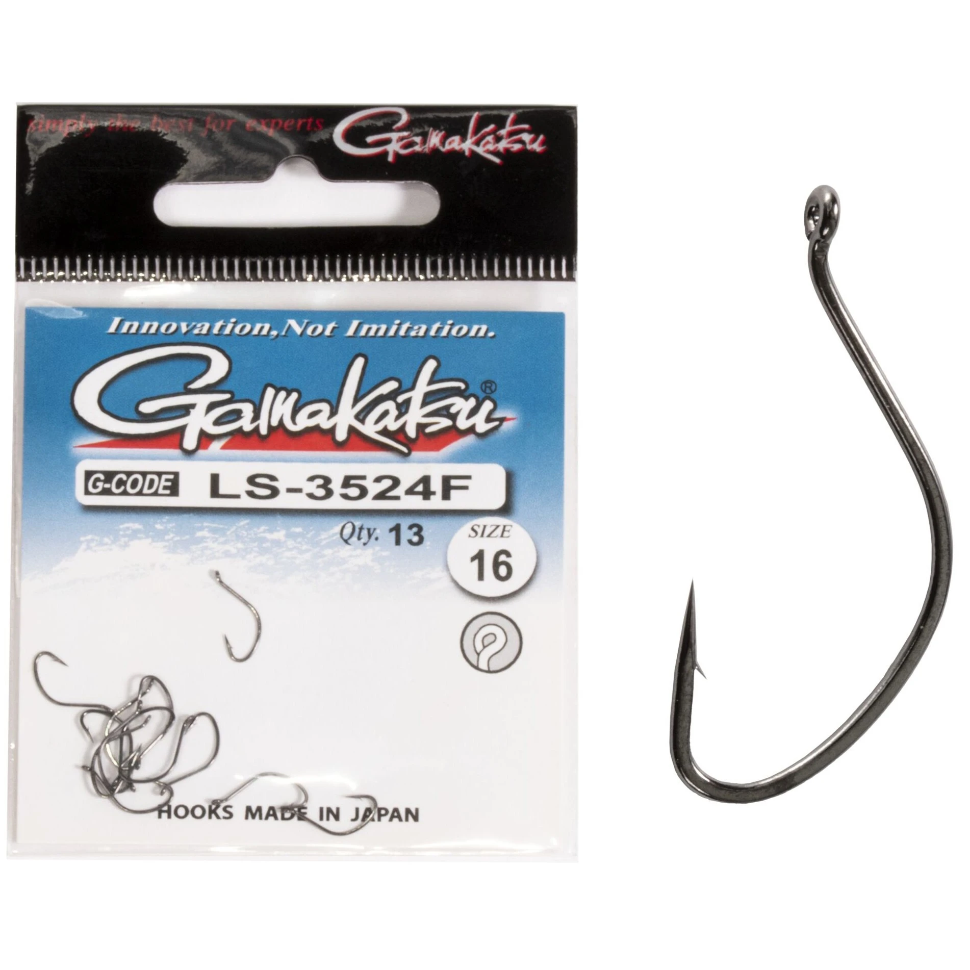 Крючок Одинарный Gamakatsu LS-3524F New Label Eyed Hooks Black №16 13 шт    147933-016 — характеристики,
	                                    особенности конструкции