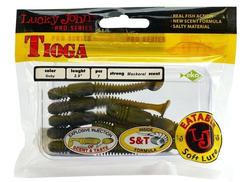 Силиконовая приманка Lucky John Tioga 2.9in 75 мм 7 шт T45 Pro Series  140103-T45 — крупный план
	                                    2