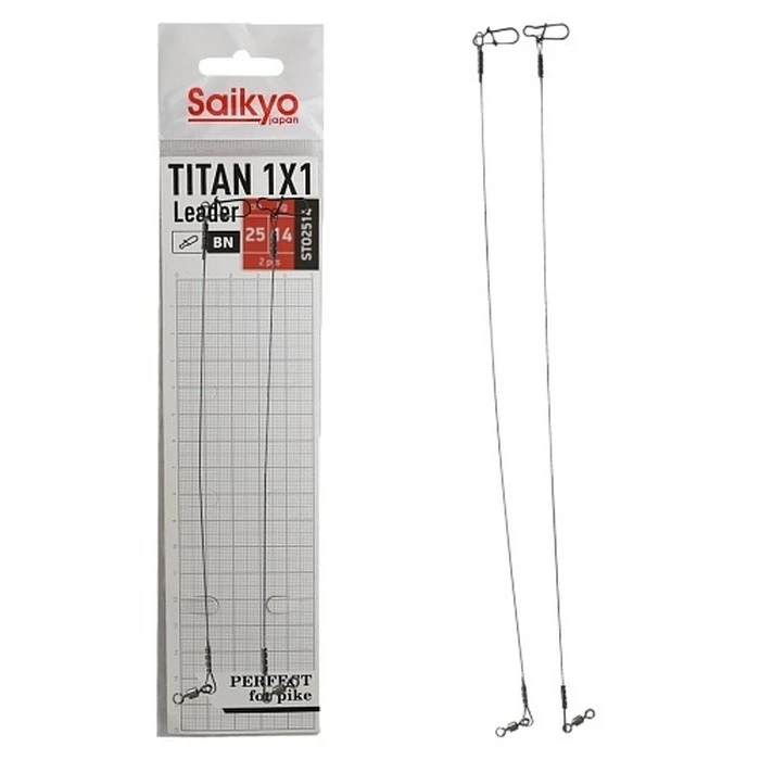Поводок Saikyo Titan 1X1 Leader 25 см 14 кг   2 шт   STO2514 — характеристики,  особенности конструкции