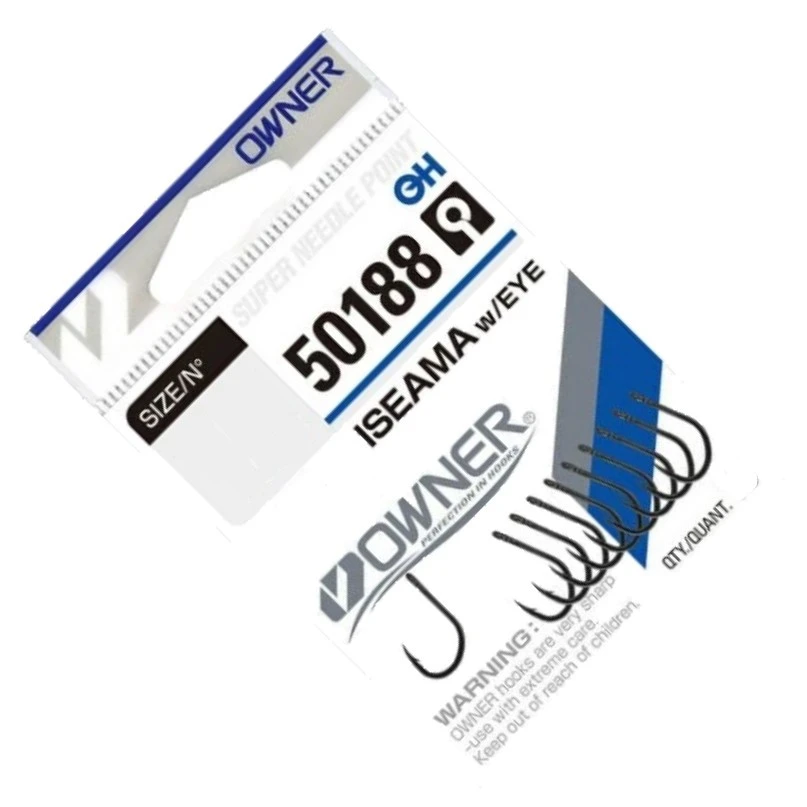 Крючок Одинарный Owner 50188 Iseama №12 10 шт Black chrome   ow-50188BC-12 — крупный план
	                                    1