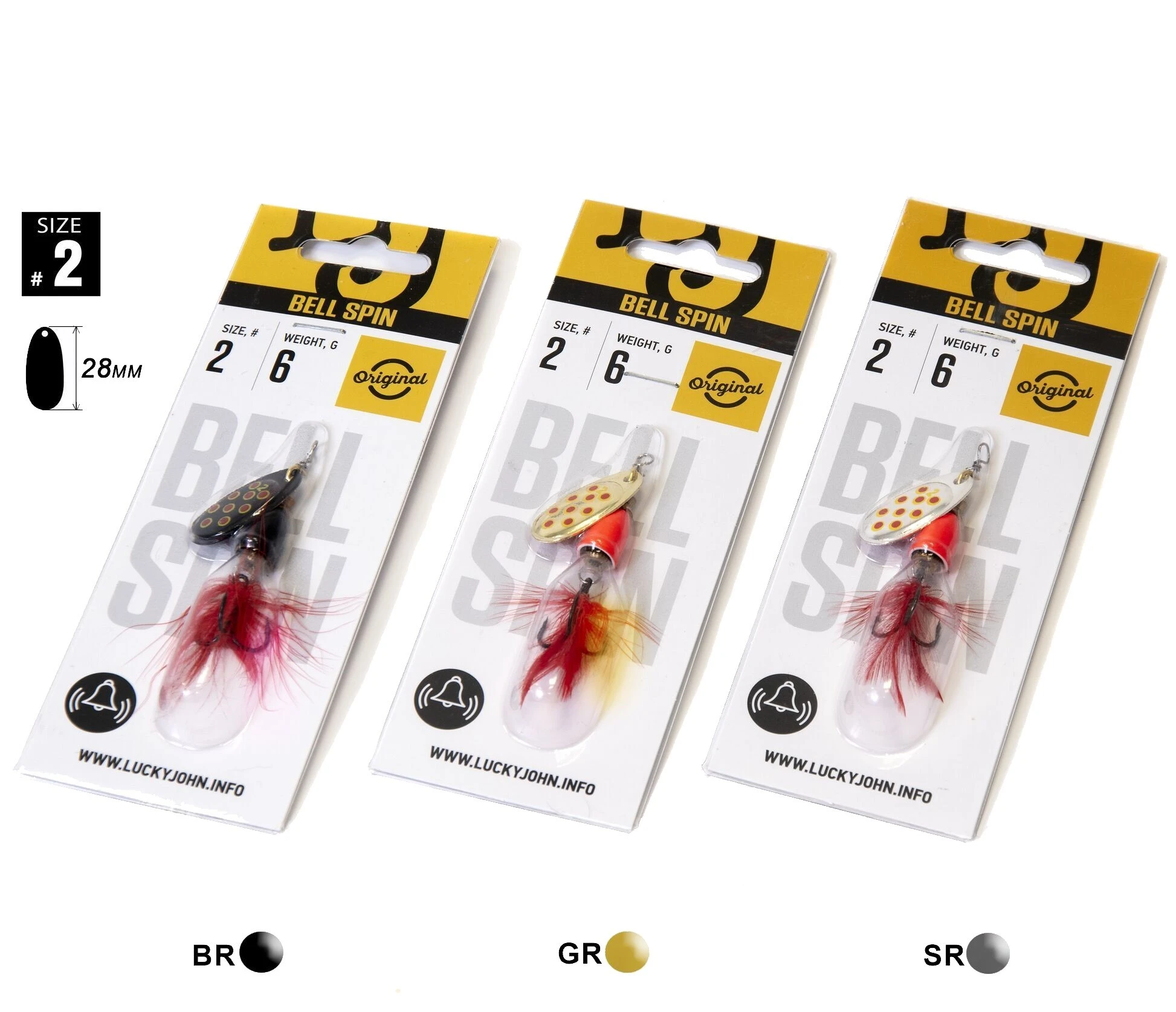 Вращающаяся Блесна Lucky John Bell Spin №2 6 гр BRD/GRD/SRD 3 шт. набор  LJBS02-001SET — крупный план
	                                    1