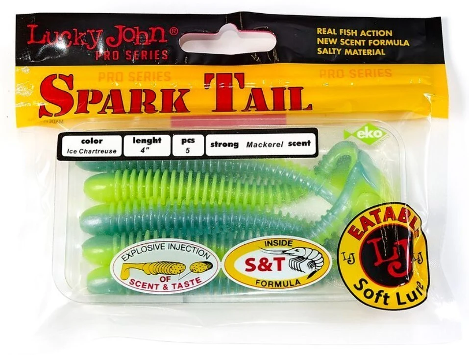 Силиконовая приманка Lucky John Spark Tail 4.0in 101 мм 5 шт T57 Pro Series  140168-T57 — крупный план
	                                    2
