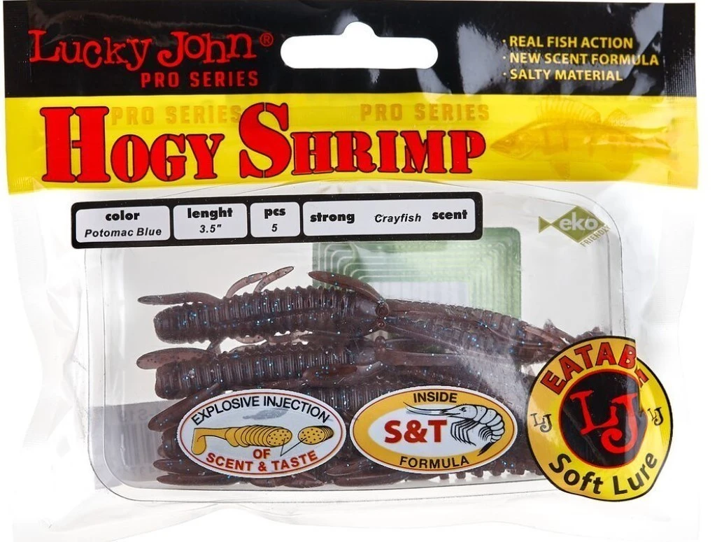Силиконовая приманка Lucky John Hogy Shrimp 3.5in 89 мм 5 шт S19 Pro Series  140174-S19 — крупный план
	                                    2