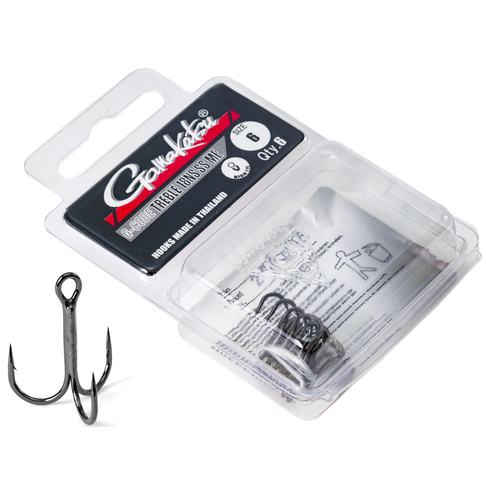 Крючок Тройной Gamakatsu Treble 18 Short Shank Black №6 6 шт    149382-006 — крупный план
	                                    1