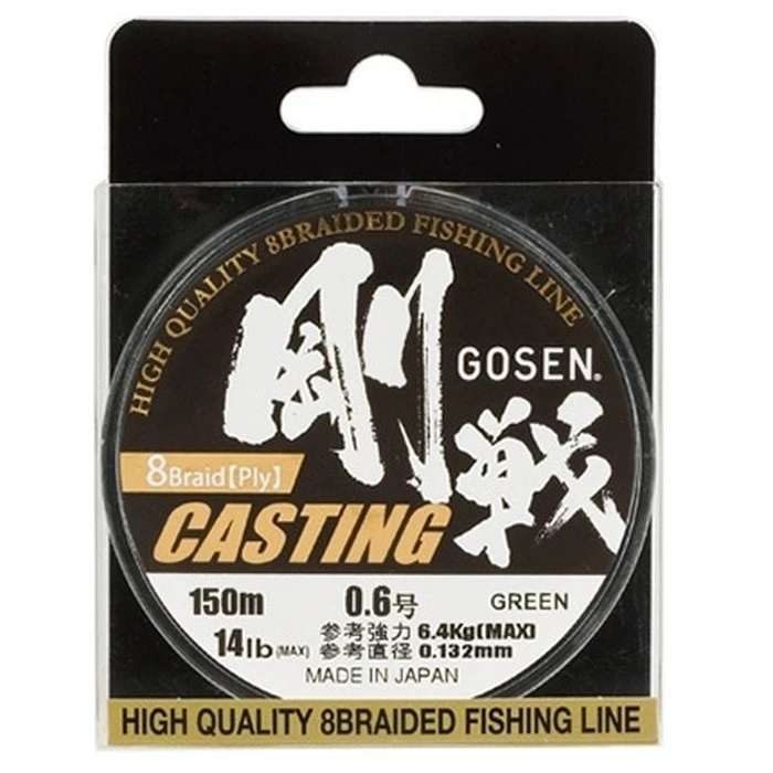 Плетеный шнур Gosen W8 Casting 150 м  PE # 0,6 Moss Green 0,132 мм   C150G06 — характеристики,  особенности конструкции