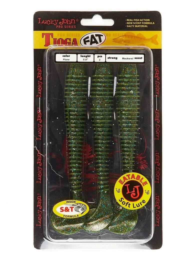 Силиконовая приманка Lucky John Tioga Fat 5.8in 147 мм 3 шт F08 Pro Series  140148-F08 — крупный план
	                                    2