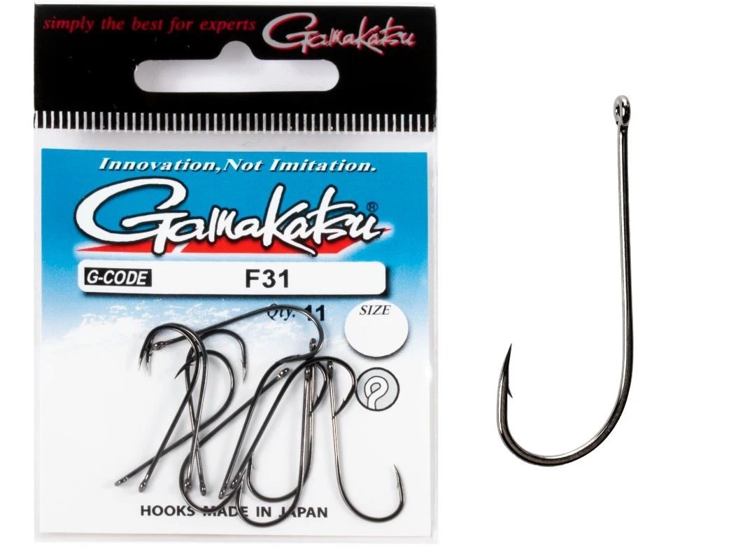 Крючок Одинарный Gamakatsu F31 New Label Hooks Black №12 13 шт    185136-012 — крупный план
	                                    1