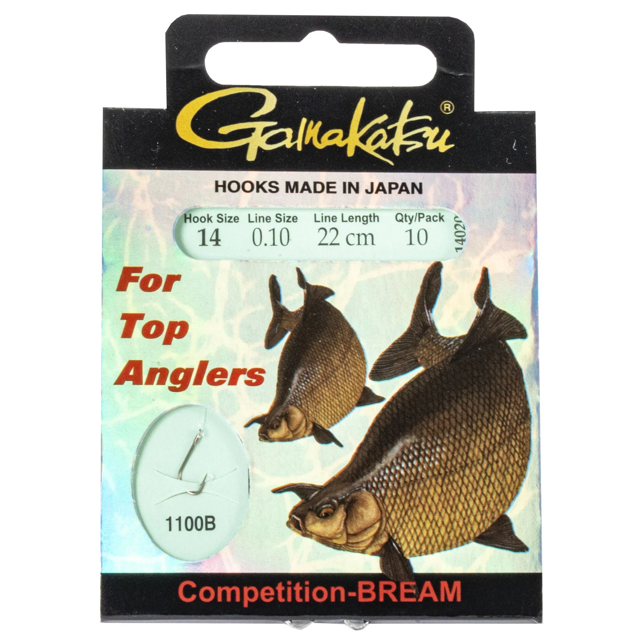 Поводок Gamakatsu Booklet Bream Com 1100B 22 см  0,1 мм  10 шт №14  140203-014-010 — характеристики,
	                                    особенности конструкции