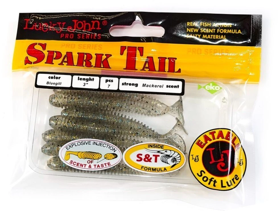 Силиконовая приманка Lucky John Spark Tail 3.0in 76 мм 7 шт S08 Pro Series  140167-S08 — крупный план
	                                    2