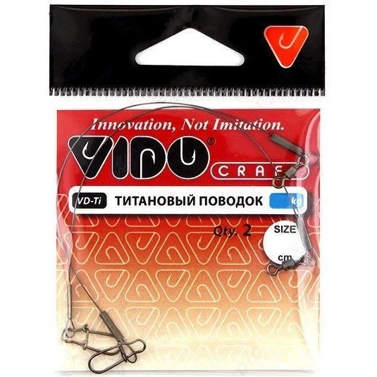 Поводок Vido Craft VD-TI 25 см 7,5 кг  0,3 мм  2 шт Титановый  VD-Ti-030-7,5-25 — характеристики,  особенности конструкции