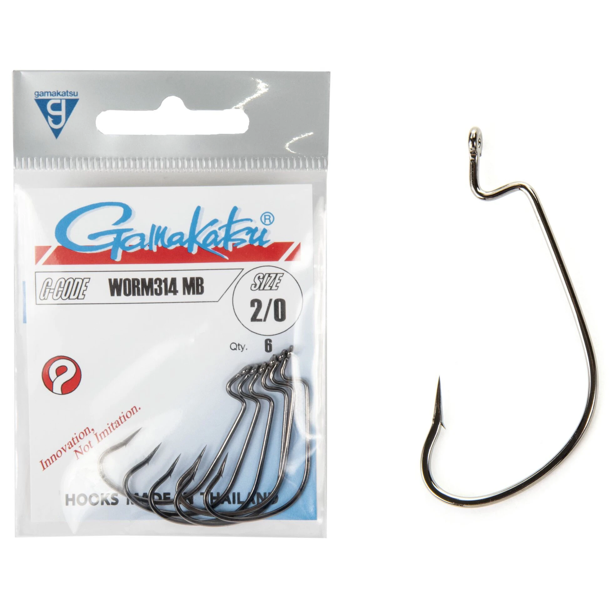 Крючок Офсетный Gamakatsu Worm 314 Hooks №2/0 6 шт    147396-002 — крупный план
	                                    1