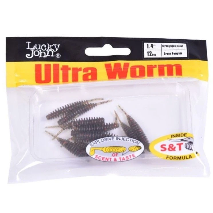 Силиконовая приманка Lucky John Trick Ultraworm 1.4in 35 мм 12 шт PA03 Pro Series  140192-PA03 — крупный план
	                                    2