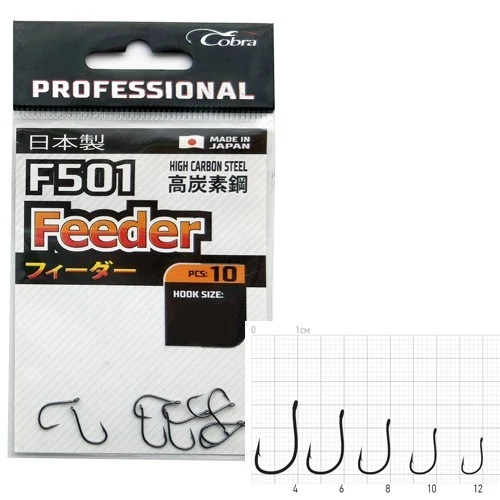 Крючок Одинарный Cobra Pro Feeder F501 №4 10 шт    F501-004 — характеристики,
	                                    особенности конструкции