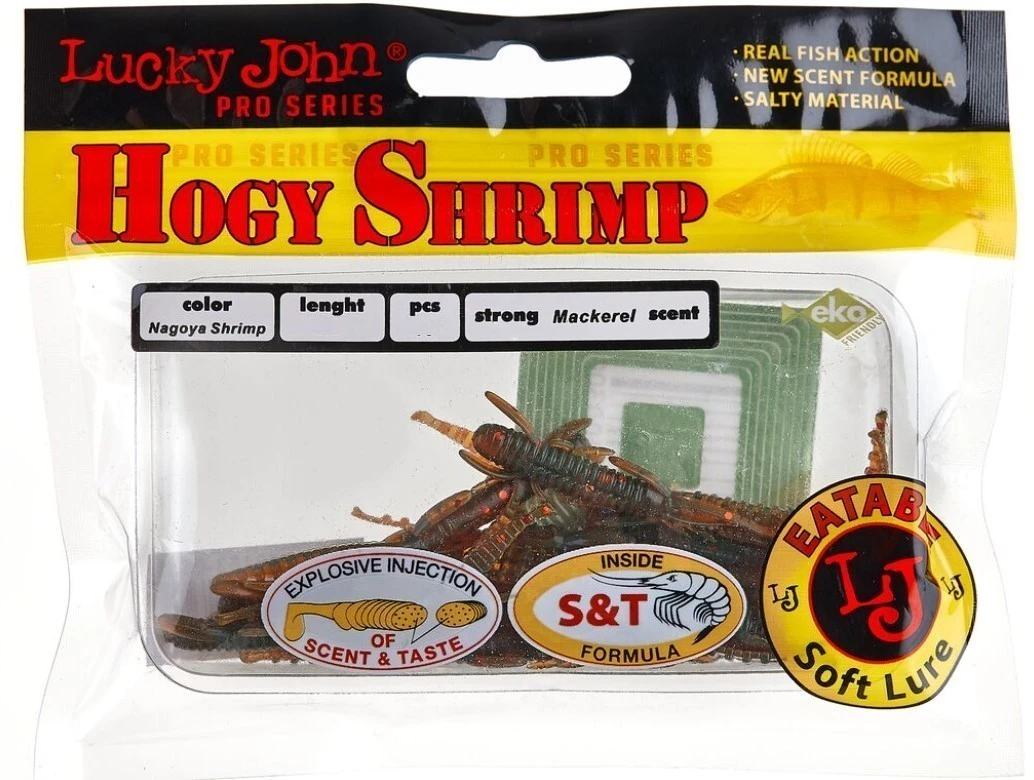 Силиконовая приманка Lucky John Hogy Shrimp 2.2in 56 мм 10 шт 085 Pro Series  140163-085 — крупный план
	                                    2