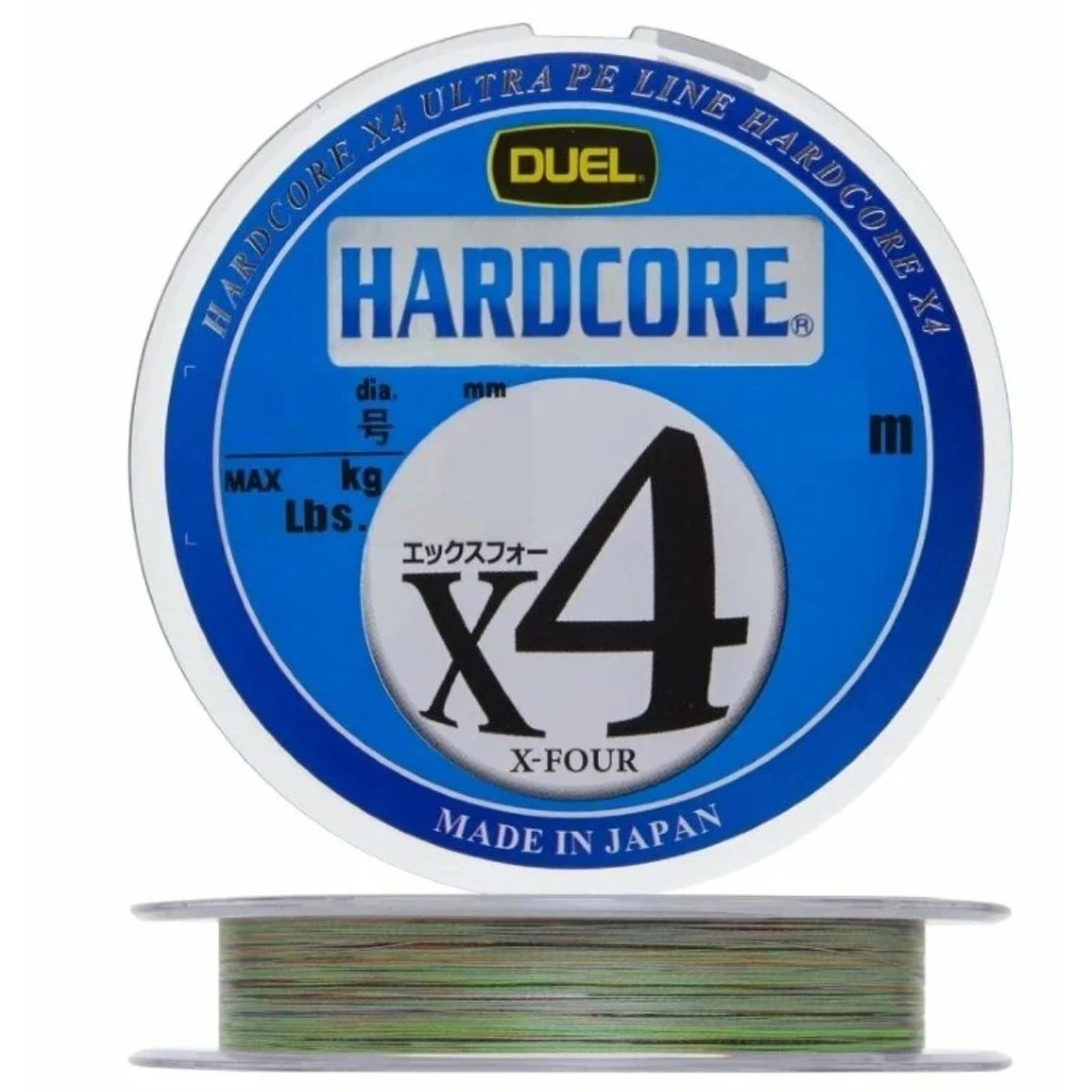 Плетеный шнур Duel PE Hardcore X4 200 м  PE # 1,2 Yellow-Marking 0,191 мм   H3248N-5CBL — характеристики,  особенности конструкции