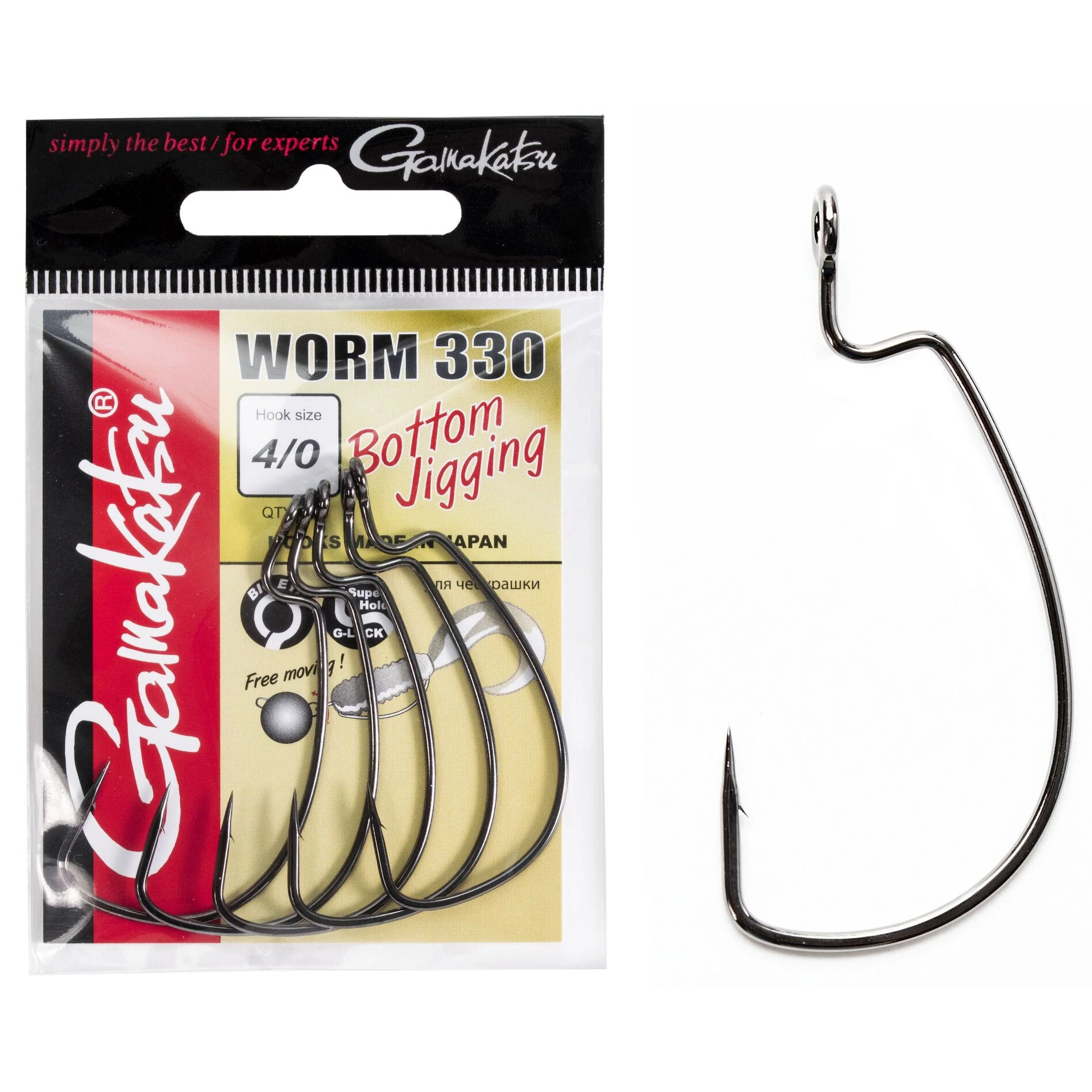 Крючок Офсетный Gamakatsu Worm 330 Bottom Jigging Hooks №4/0 5 шт    185097-004 — крупный план
	                                    1