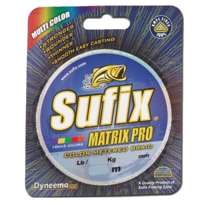 Плетеный шнур Sufix Matrix Pro X6 100 м  PE # 2 Разноцвет 0,25 мм   DS1CB0304uDA9P — характеристики,  особенности конструкции