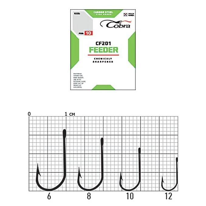 Крючок Одинарный Cobra Feeder Classic CF201 №6 10 шт    CF201-006 — крупный план
	                                    1