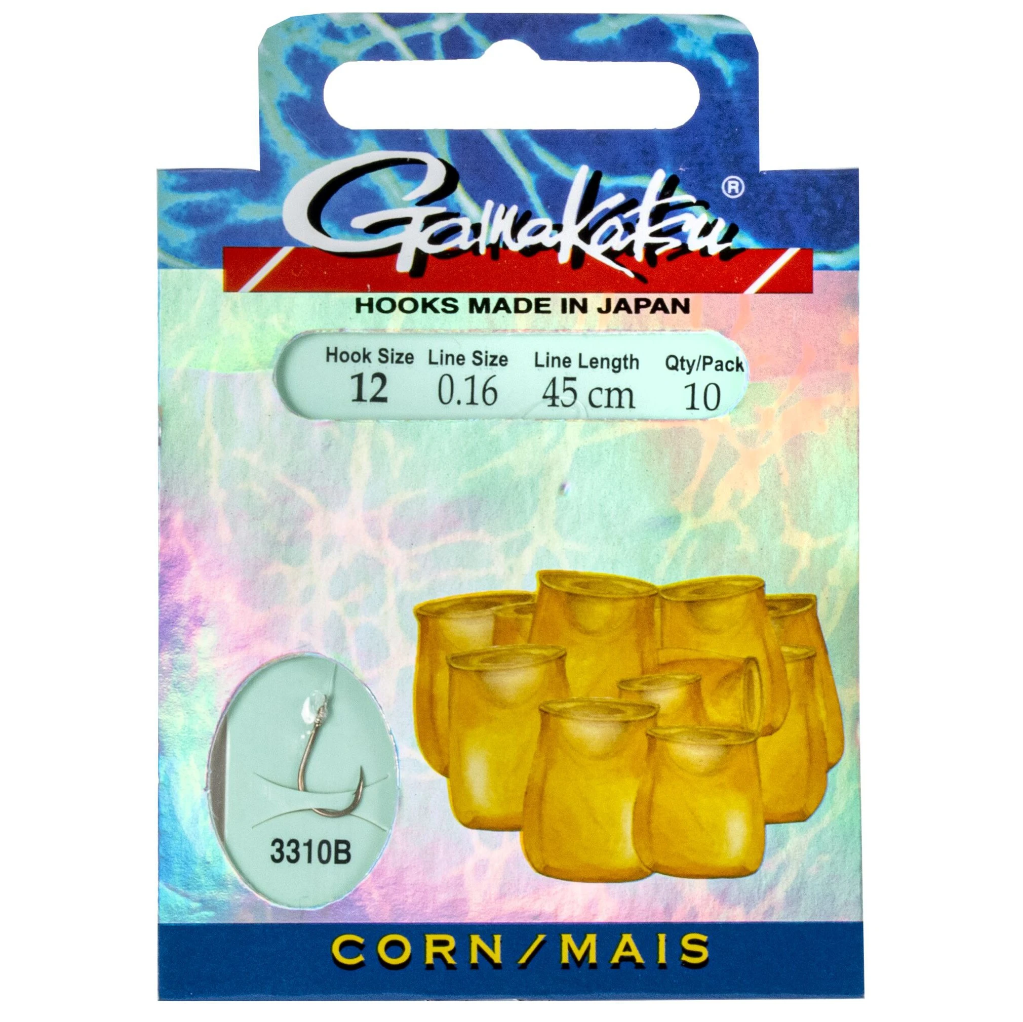 Поводок Gamakatsu Booklet Corn 3310B 45 см  0,16 мм  10 шт №12  140197-012-016 — характеристики,
	                                    особенности конструкции