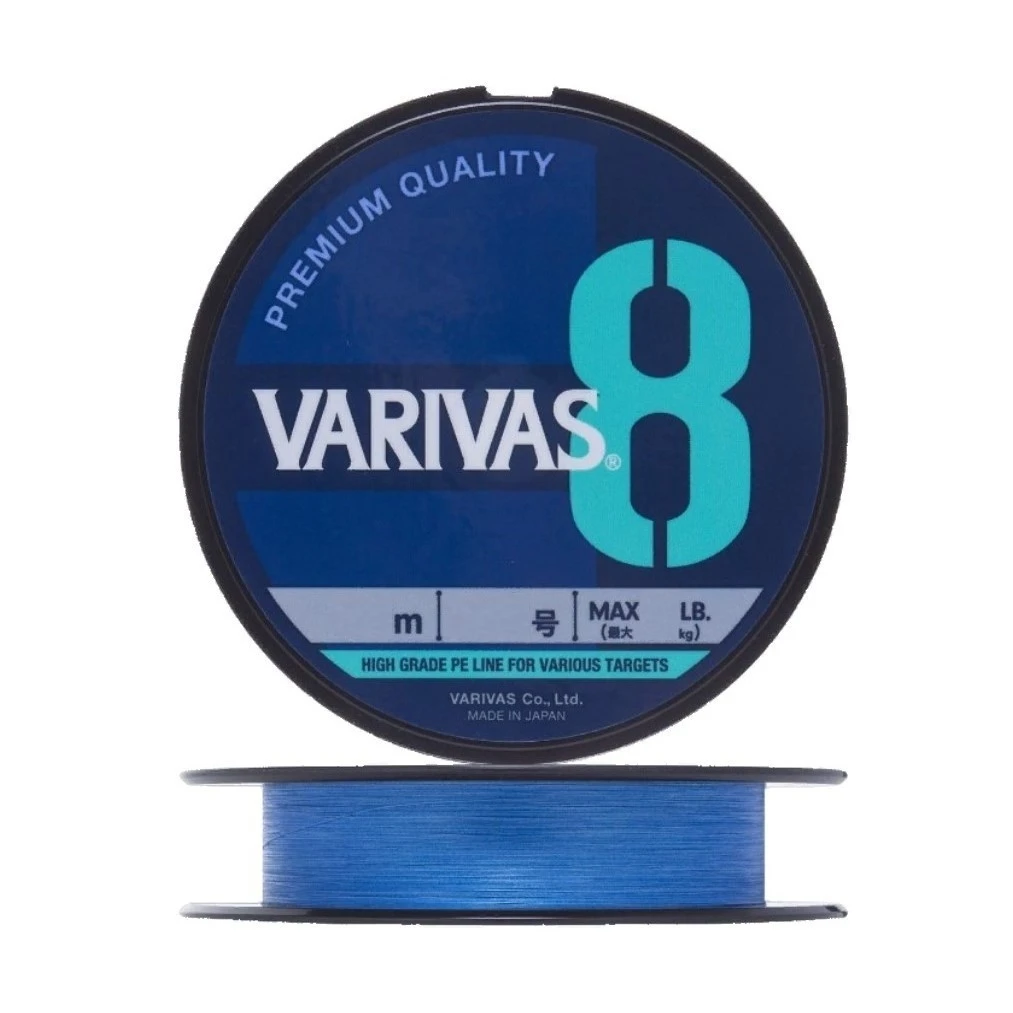 Плетеный шнур Varivas X8 150 м  PE # 1,5 Ocean Blue 0,205 мм — характеристики,
	                                    особенности конструкции
