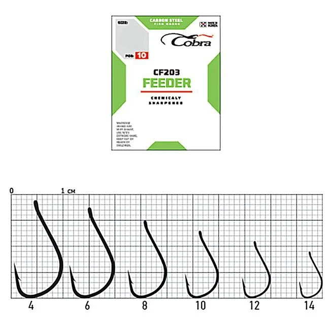 Крючок Одинарный Cobra Feeder Specialist CF203 №14 10 шт    CF203-014 — характеристики,
	                                    особенности конструкции