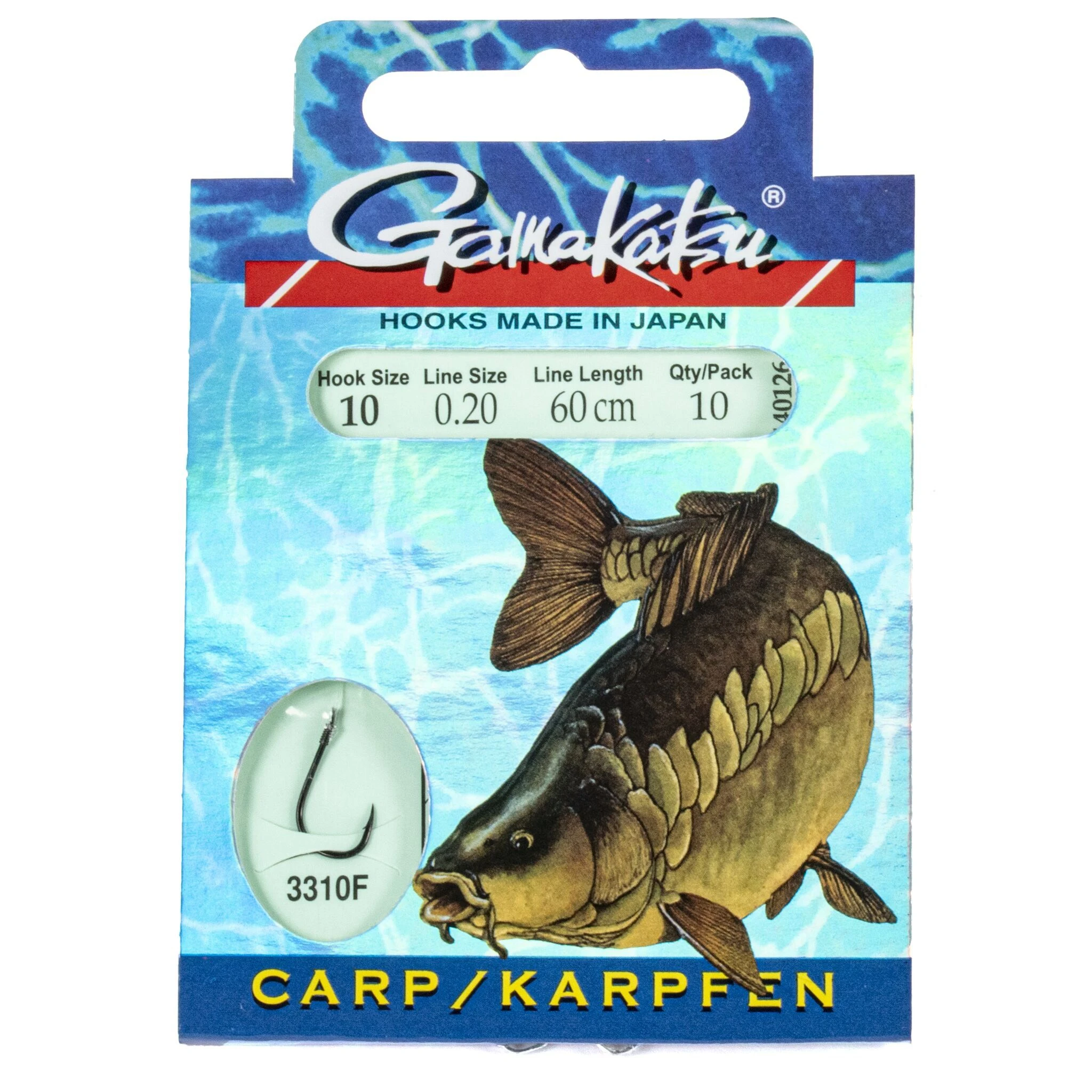 Поводок Gamakatsu Booklet Carp 3310F 60 см  0,2 мм  10 шт №10  140126-010-020 — характеристики,
	                                    особенности конструкции