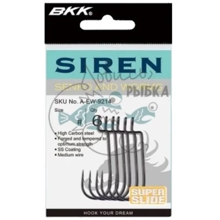Крючок Офсетный BKK Siren 9002 №4/0 6 шт    A-EW-9214 — крупный план
	                                    1