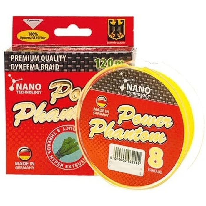 Плетеный шнур Power Phantom X8 120 м Yellow 0,28 мм   2093240_028120 — характеристики,  особенности конструкции