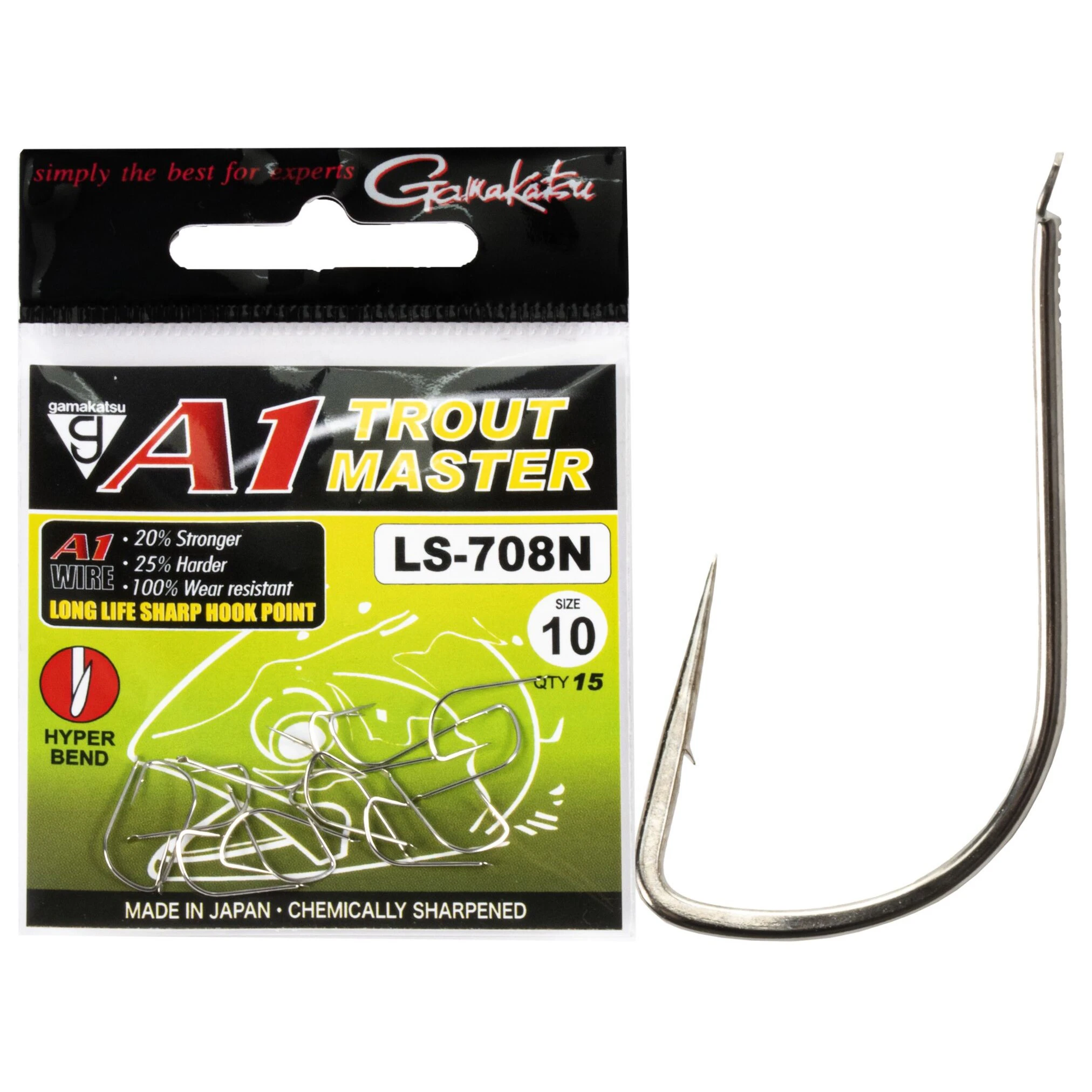 Крючок Одинарный Gamakatsu TM A1 LS-708N Hooks Nickel №10 15 шт    185135-010 — крупный план
	                                    1