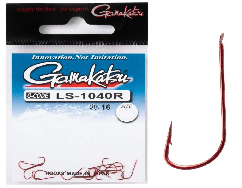 Крючок Одинарный Gamakatsu LS-1040R New Label Hooks Red №12 16 шт    147983-012 — крупный план
	                                    1