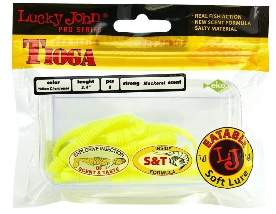 Силиконовая приманка Lucky John Tioga 2.4in 62 мм 9 шт S88 Pro Series  140119-S88 — крупный план
	                                    2