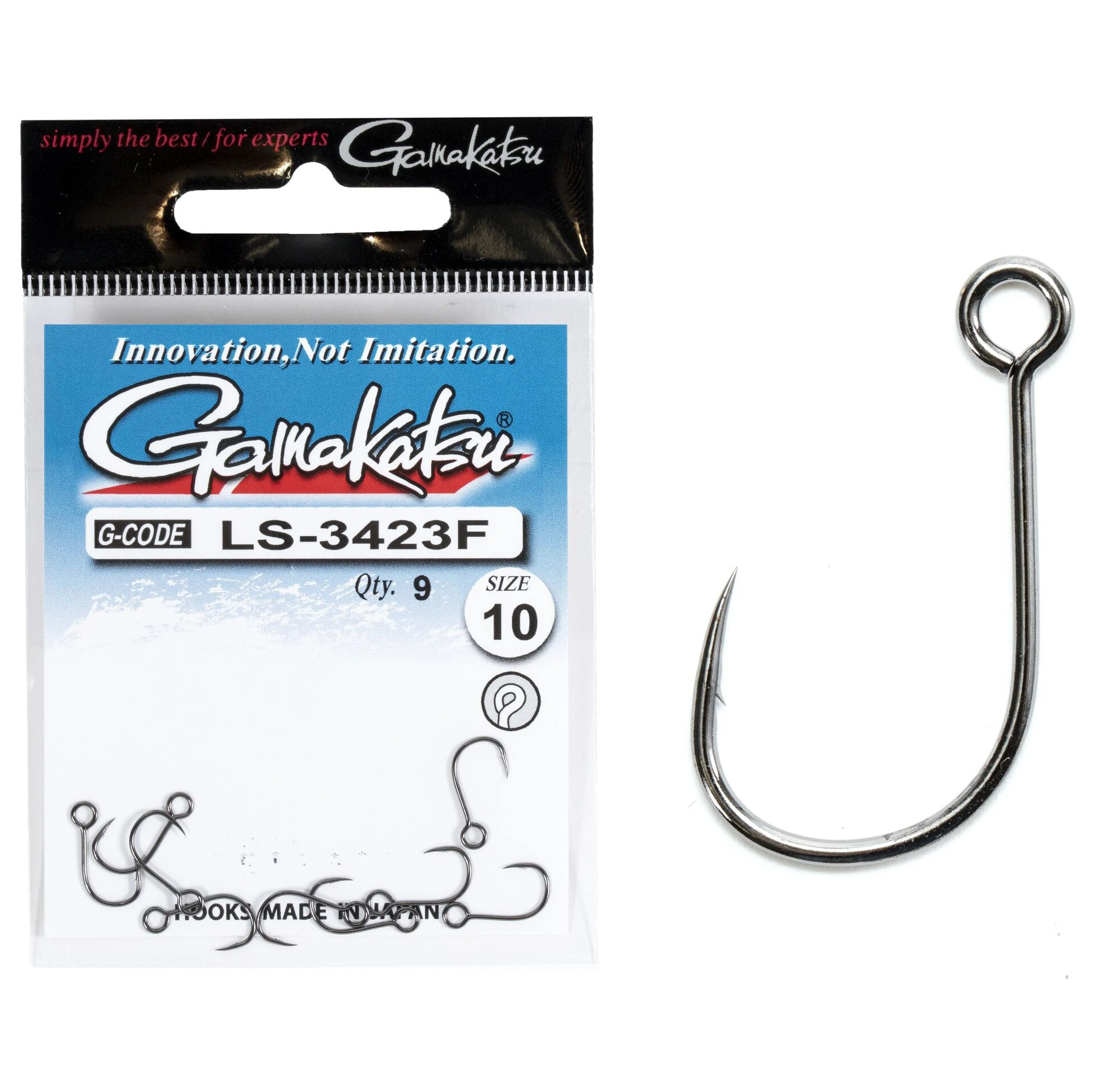 Крючок Одинарный Gamakatsu LS-3423F New Label Hooks Black №10 9 шт    149123-010 — крупный план
	                                    1