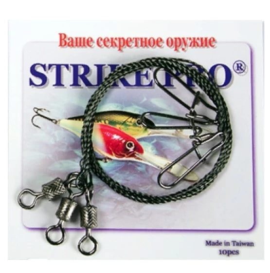Поводок Strike Pro Вольфрам 15 см 10 кг  0,001 мм  3 шт Бочка №8 заст. Duo-lock №1 — крупный план
	                                    1