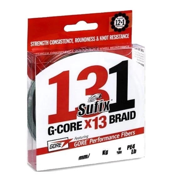 Плетеный шнур Sufix 131 G-Gore х13 150 м  PE # 3 Ярко-Зеленый 0,285 мм   S13285CH150 — крупный план
	                                    1