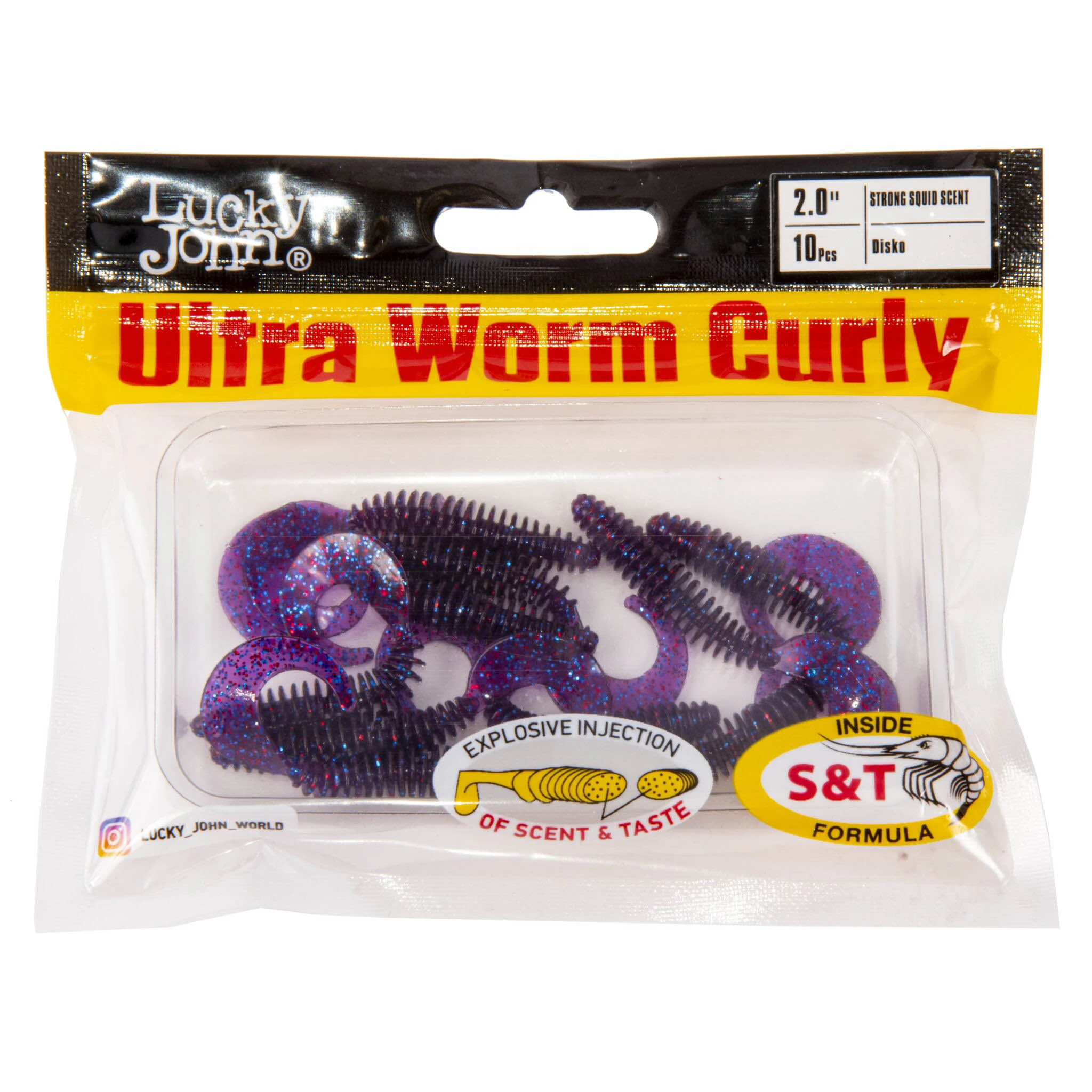 Силиконовая приманка Lucky John Ultraworm Curly 2.0in 50 мм 9 шт S63 Pro Series  140198-S63 — крупный план
	                                    2
