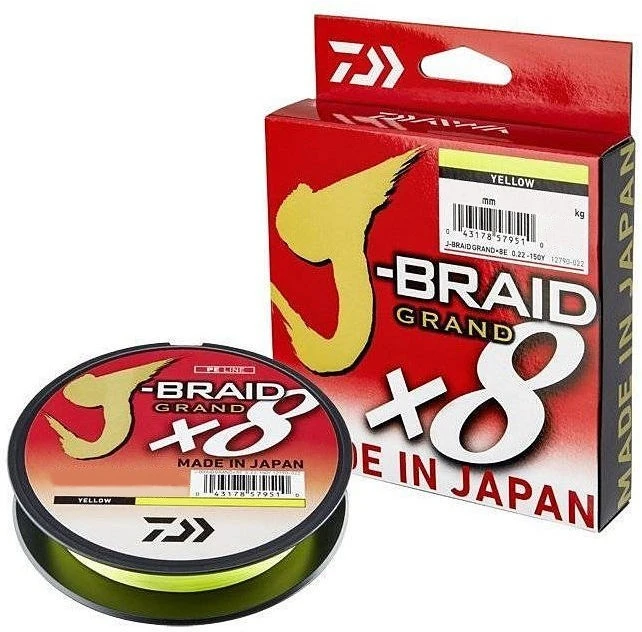 Плетеный шнур Daiwa J-braid Grand X8 135 м  PE # 1 Yellow 0,13 мм   12790-013 — характеристики,
	                                    особенности конструкции