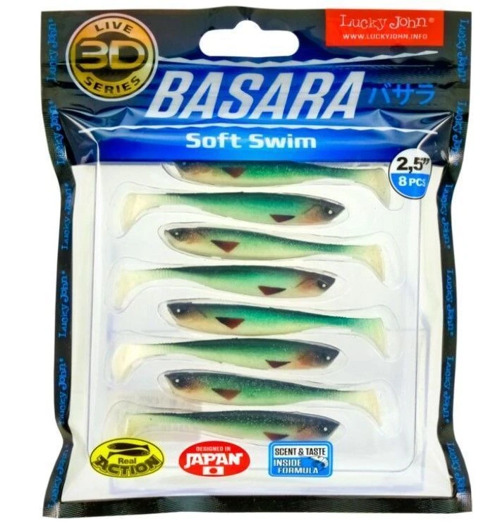 Силиконовая приманка Lucky John Basara Soft Swim 2.5in 63 мм 8 шт PG07 3D Series  140402-PG07 — крупный план
	                                    2