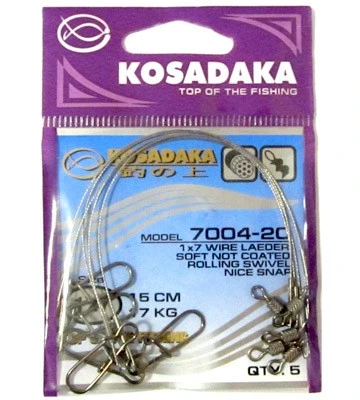 Поводок Kosadaka Classic 7004 22 см 3,5 кг   5 шт — крупный план
	                                    1