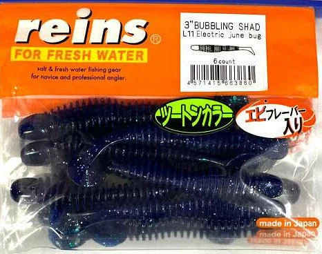 Силиконовая приманка Reins Bubbling Shad 3 76 мм 6 шт L11-Electric june bug   BS3-L11 — характеристики,  особенности конструкции